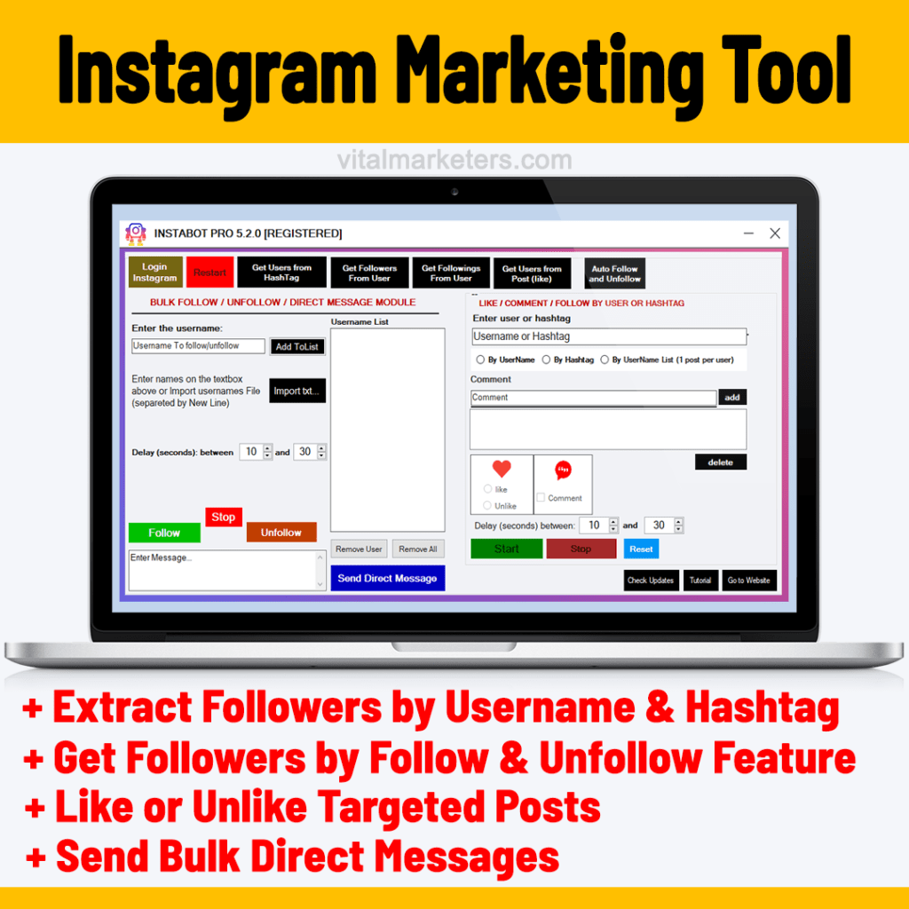Instagram Marketing Tool Software by Vital Marketers