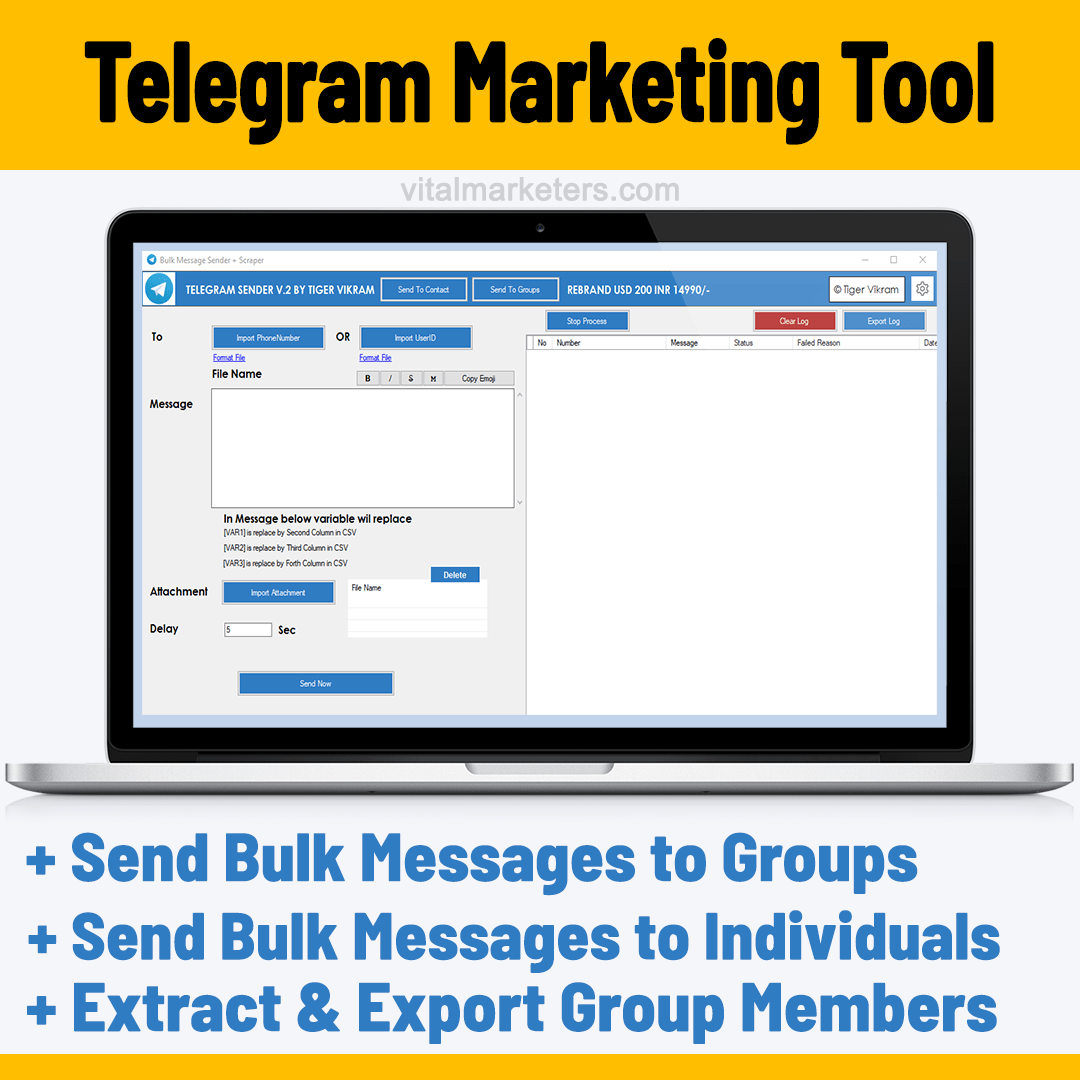 Latest Version Telegram Marketing Software Tool by Vital Marketers