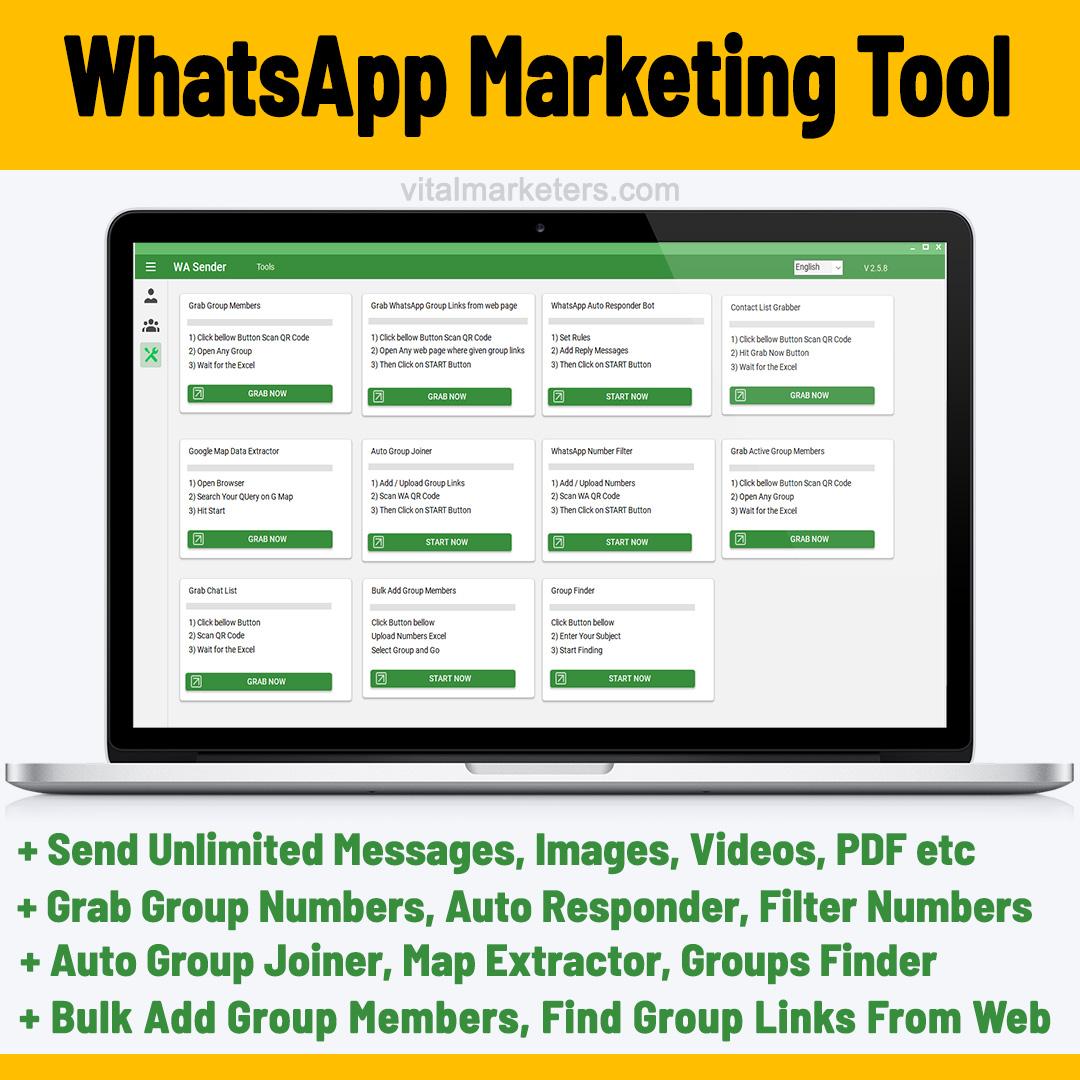 Vital WhatsApp Sender software tool by Vital Marketers